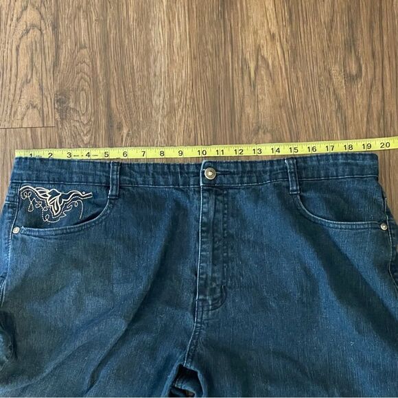 Vintage Y2K COS Cosmopolitan Jeans Stretchy Jeans Blue With Gold Embroidery 20W - Picture 7 of 13